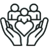 Graphic of several people held lovingly by a pair of hands